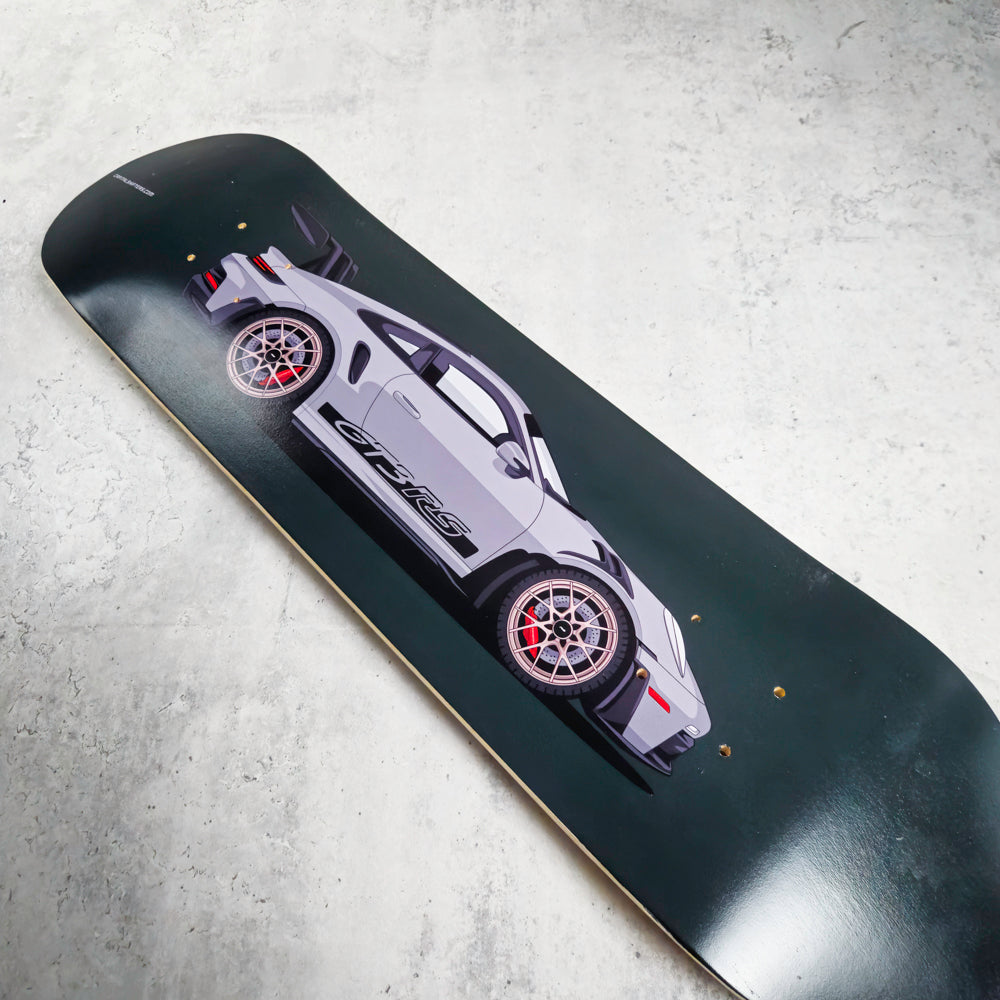 Porsche 911 992 GT3 RS Grey on BRR Skate Deck