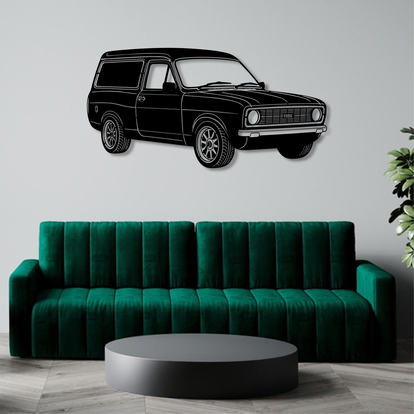 CLASSIC FORD PANEL VAN PERSPECTIVE METAL WALL ART