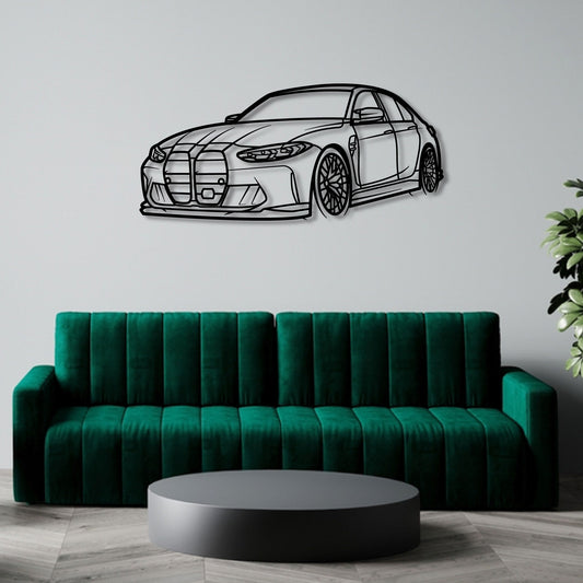 BMW G80 MOD FRONT THREE QUARTER PERSPECTIVE METAL WALL ART