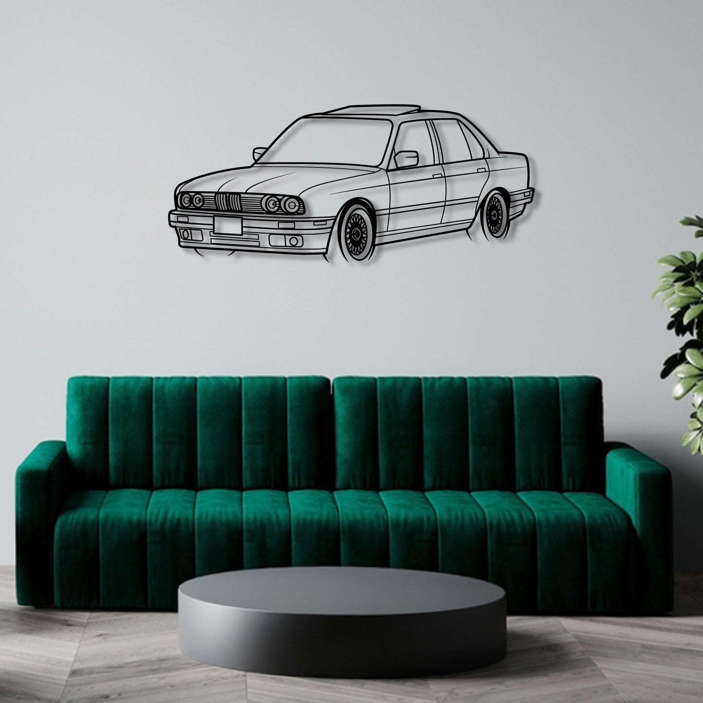 BMW M3 E30 FRONT THREE QUARTER PERSPECTIVE METAL WALL ART