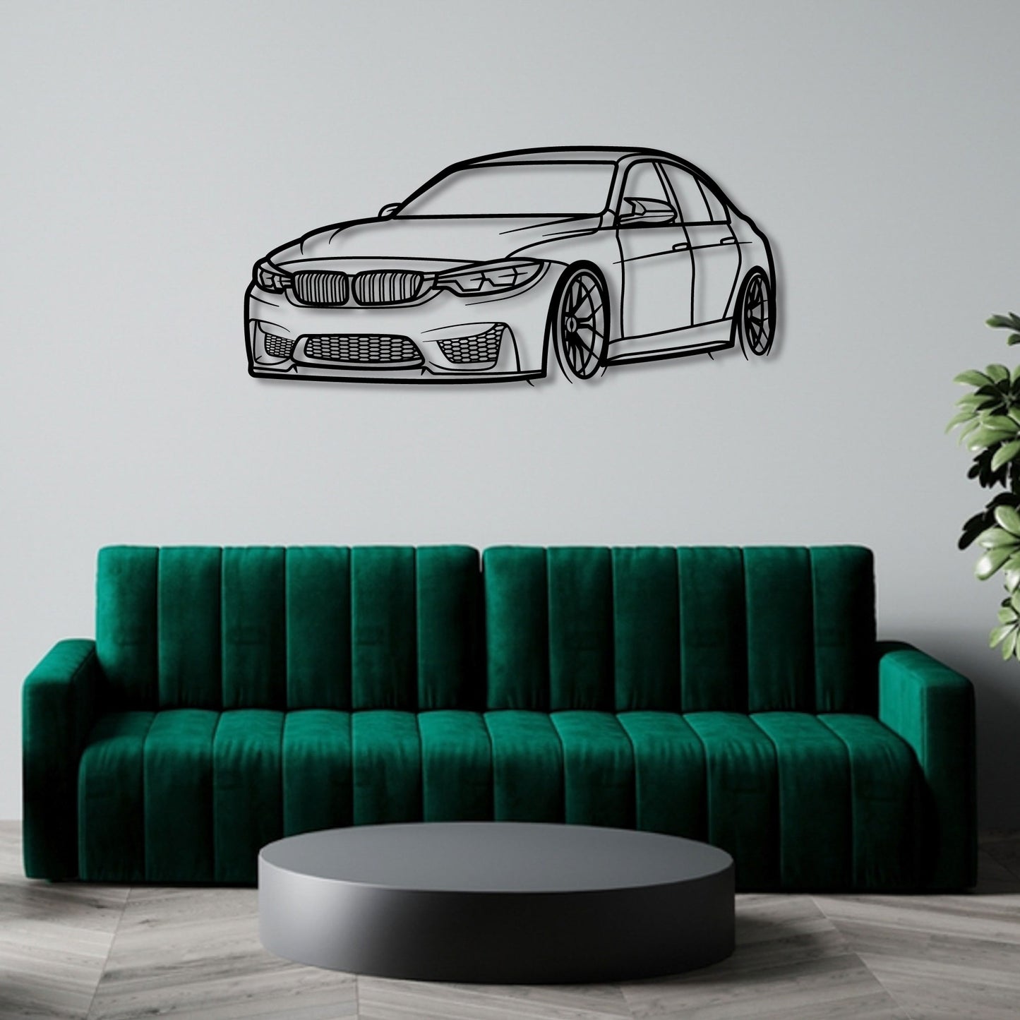 BMW M3 F80 FRONT THREE QUARTER PERSPECTIVE METAL WALL ART