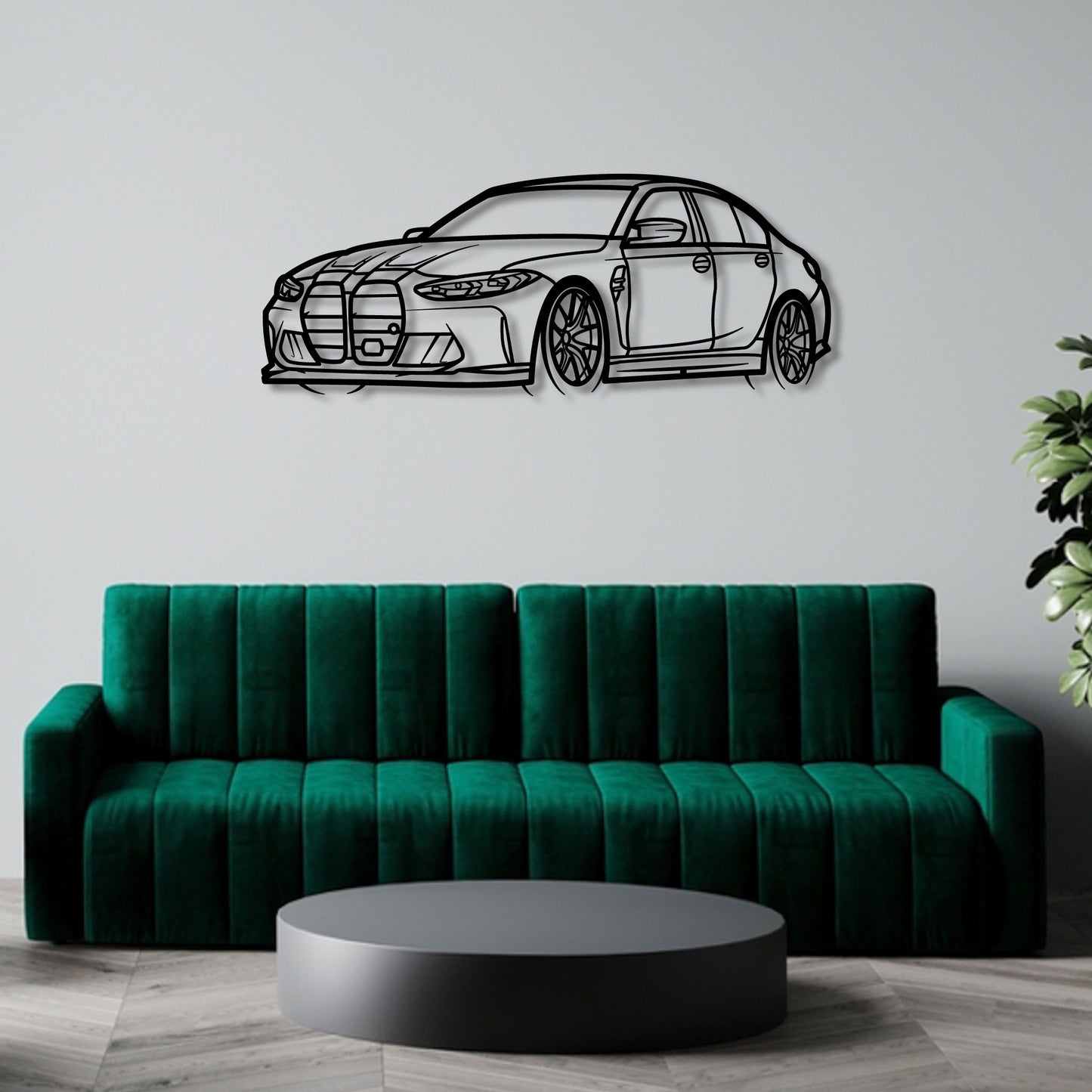 BMW M3 G80 FRONT THREE QUARTER PERSPECTIVE 4 METAL WALL ART