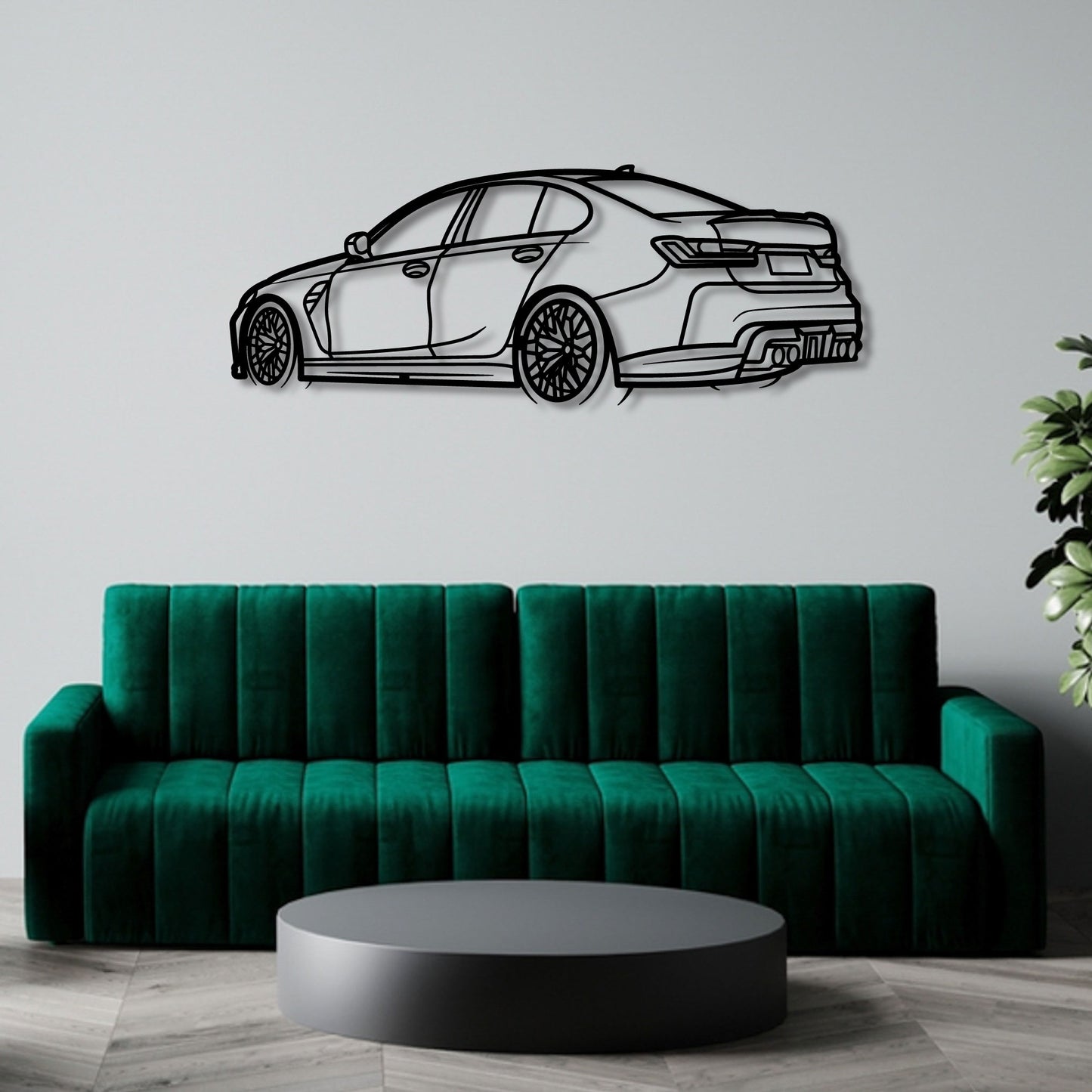 BMW M3 G80 BACK THREE QUARTER PERSPECTIVE METAL WALL ART