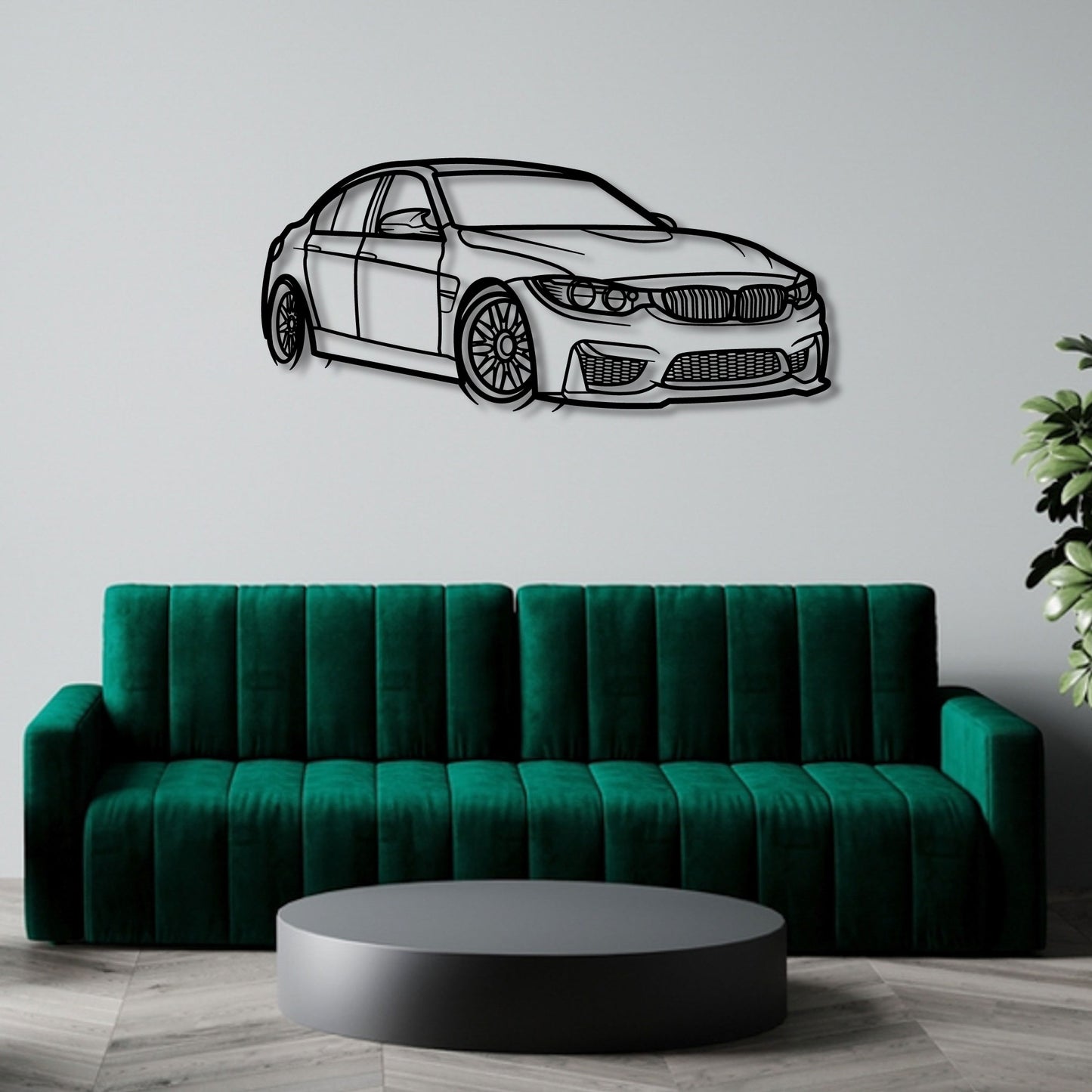 BMW M3 F80 FRONT THREE QUARTER PERSPECTIVE 2 METAL WALL ART