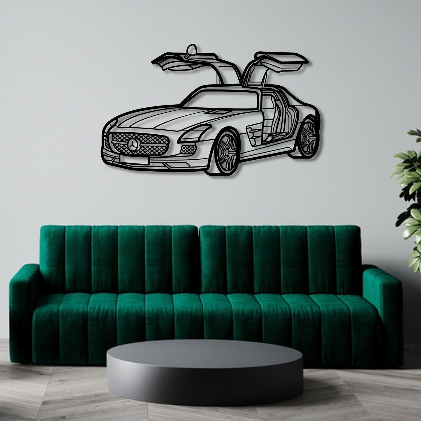 MERCEDES BENZ SLS AMG OPEN DOORS PERSPECTIVE METAL WALL ART