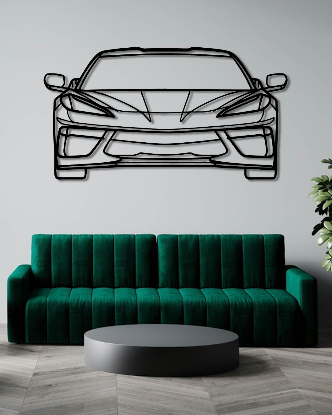 Corvette C8 Front Perspetive Metal Wall Art