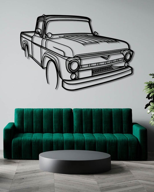 Ford F100 1955 Perspetive Metal Wall Art