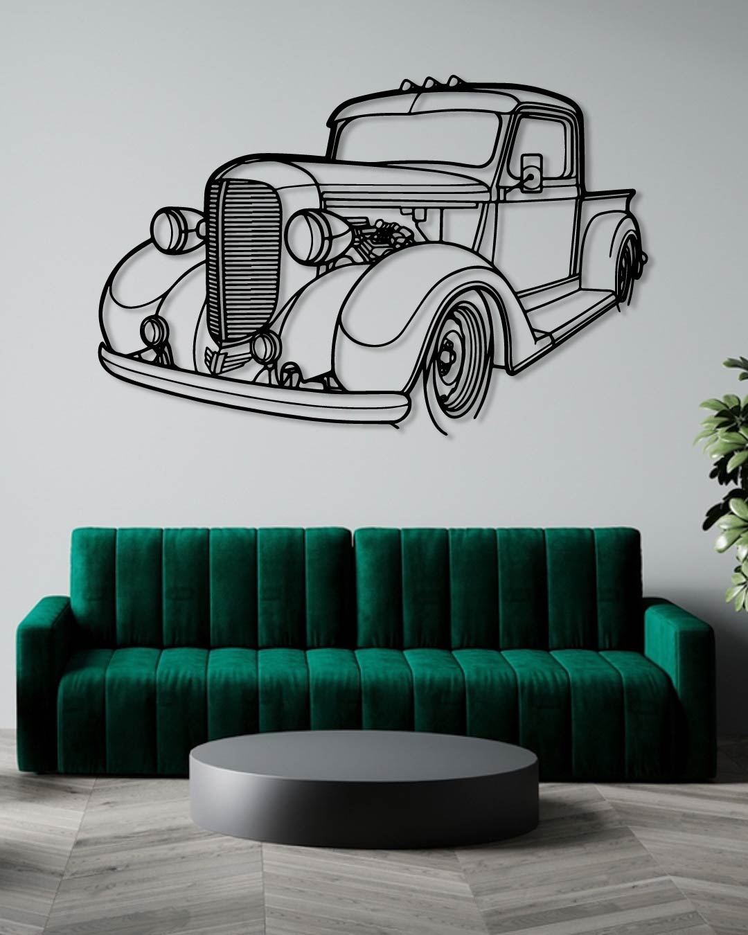 Ford Pickup 1938 Perspetive Metal Wall Art