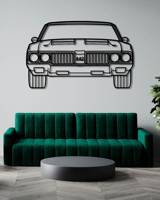 Oldsmobile 442 1970 Front Perspetive Metal Wall Art