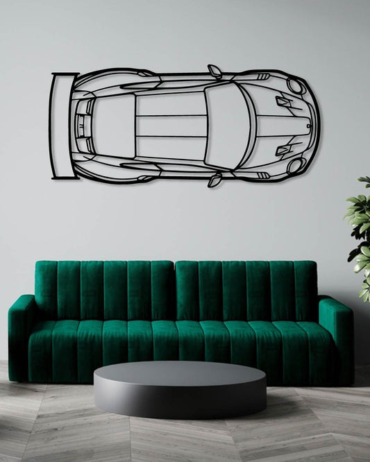 Porsche 911 GT2 RS model 991 Top Perspetive Metal Wall Art.