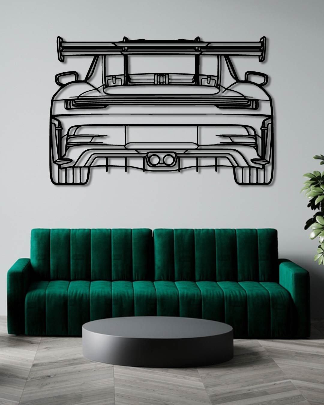 Porsche 911 GT3 RS Model 992 Back Perspetive Metal Wall Art