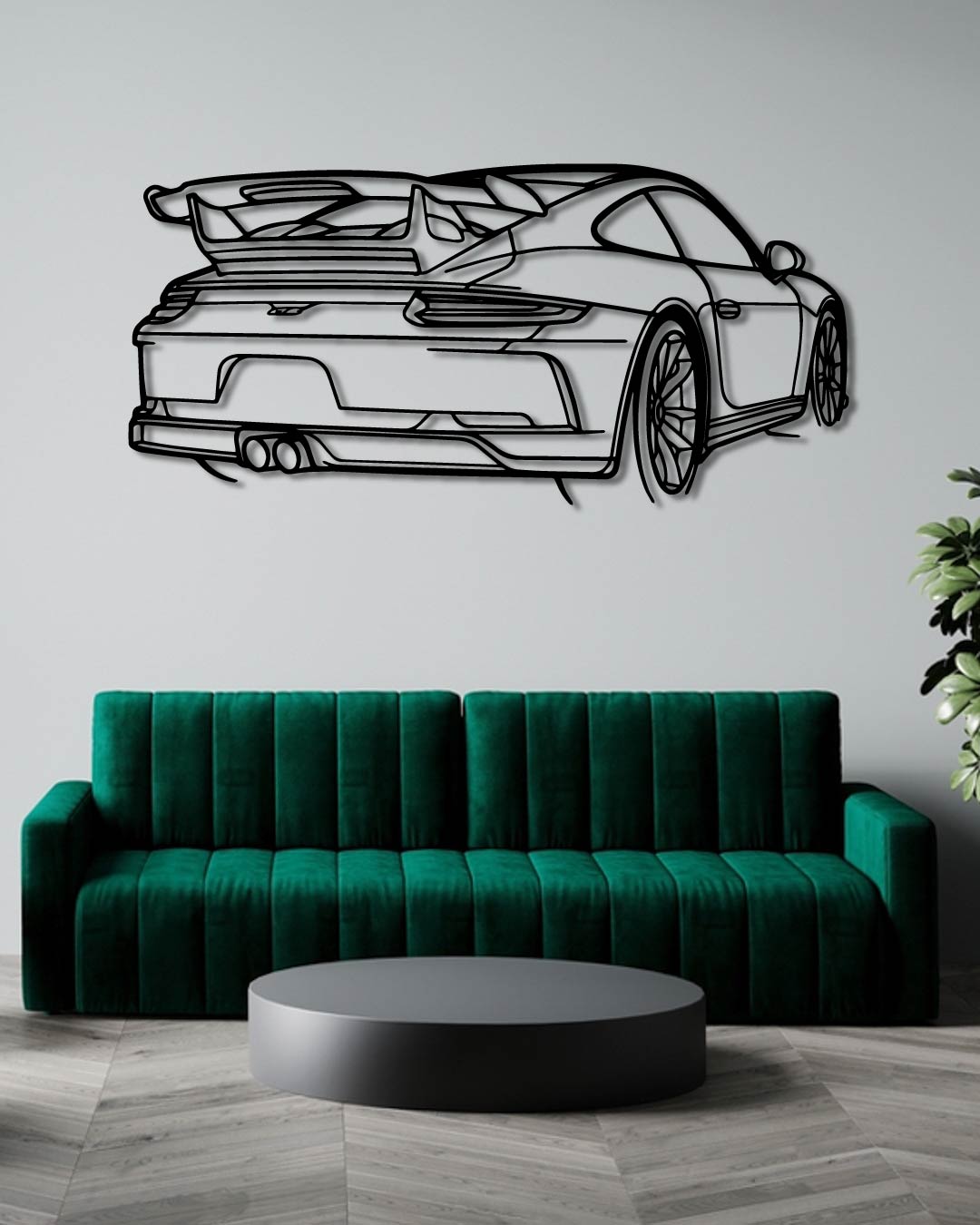 Porsche 911 GT3 model 991 Back Perspetive Metal Wall Art