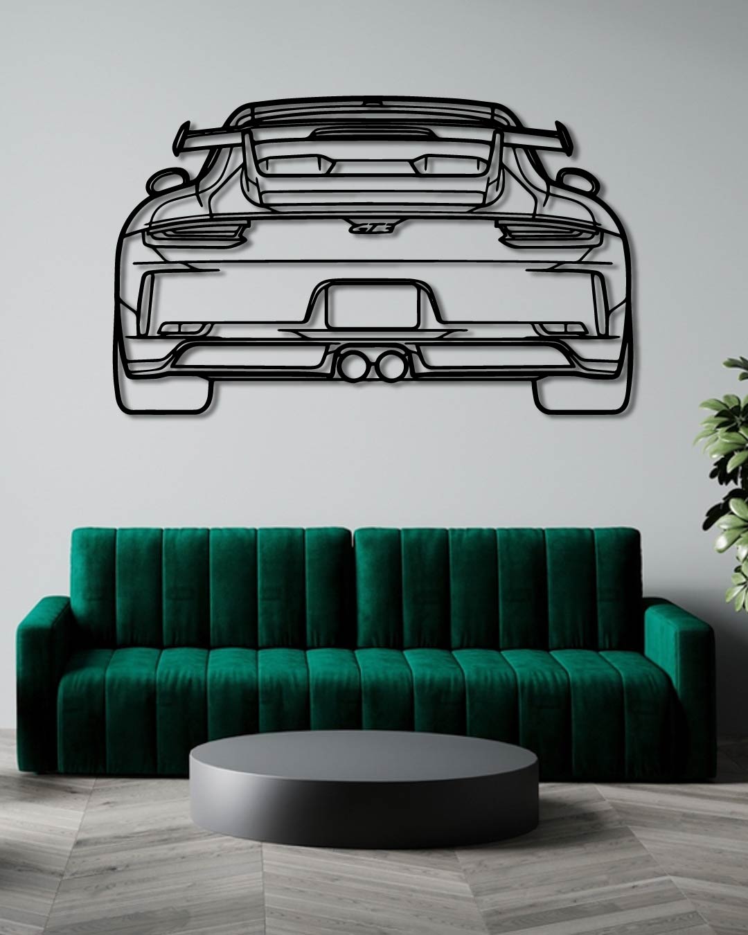 Porsche 911 GT3 model 991 Back Perspetive Metal Wall Art