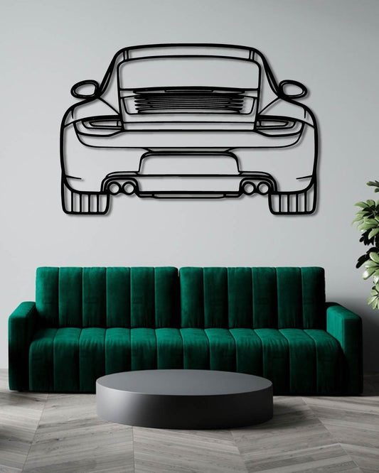 Porsche 911 Model 997 Back Perspetive Metal Wall Art