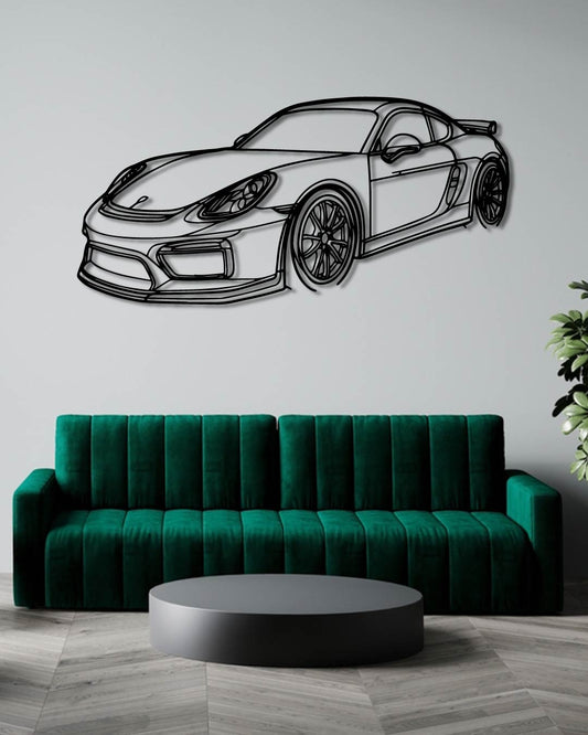 Porsche 981 Cayman GT4 Perspetive Metal Wall Art