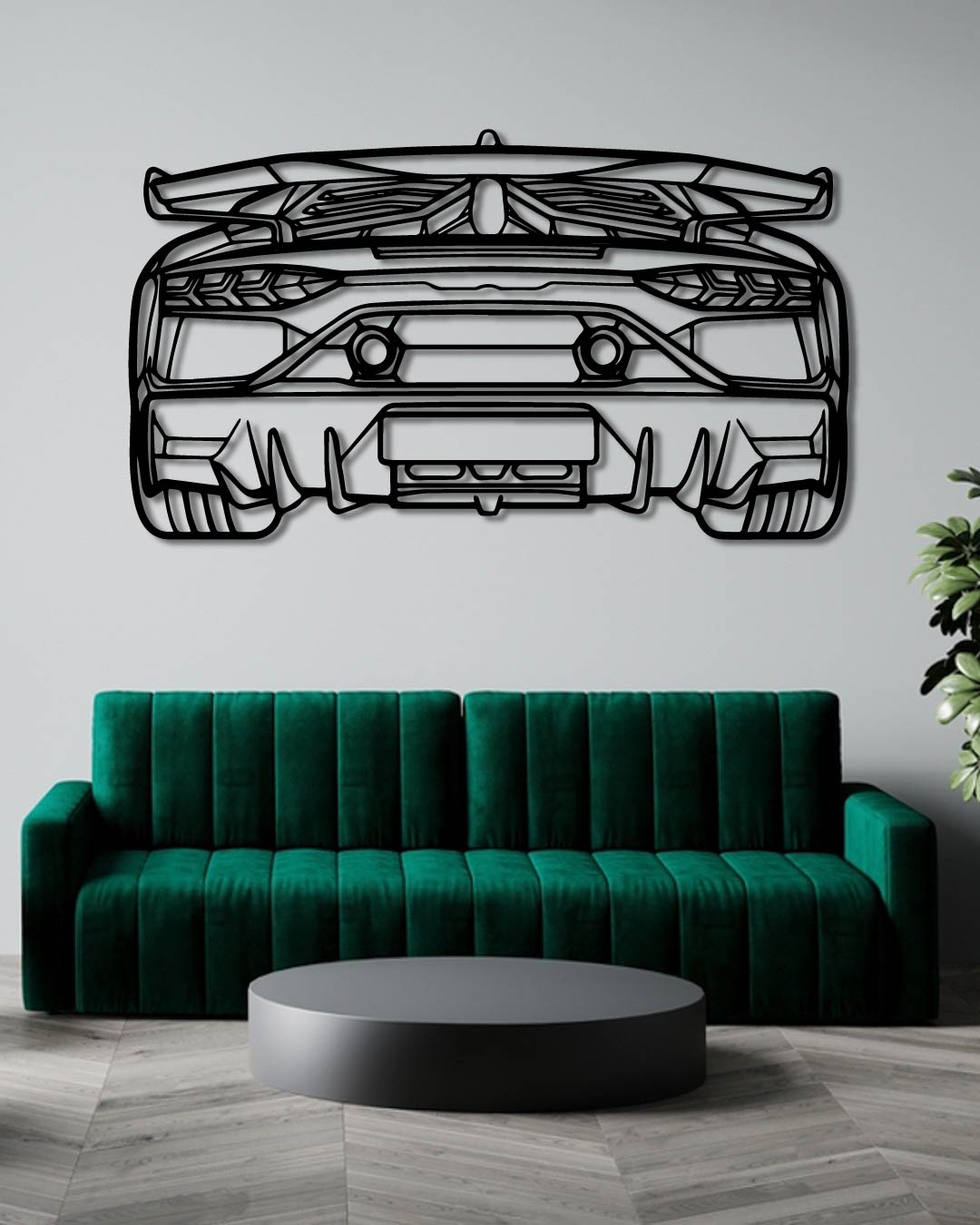 Lamborghini Aventador SVJ 2021 Back Perspetive Metal Wall Art