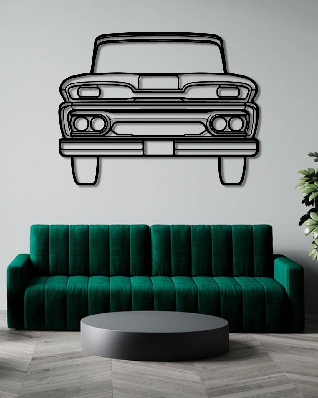 Chevrolet C10 1961 Front Perspetive Metal Wall Art