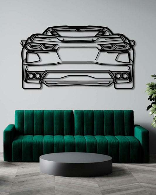 Corvette C8 Back Perspetive Metal Wall Art