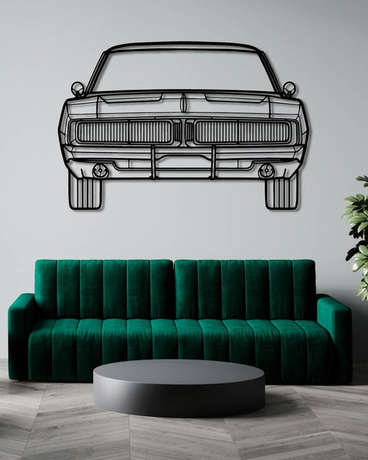 Dodge Charger 1969 Front Perspetive Metal Wall Art