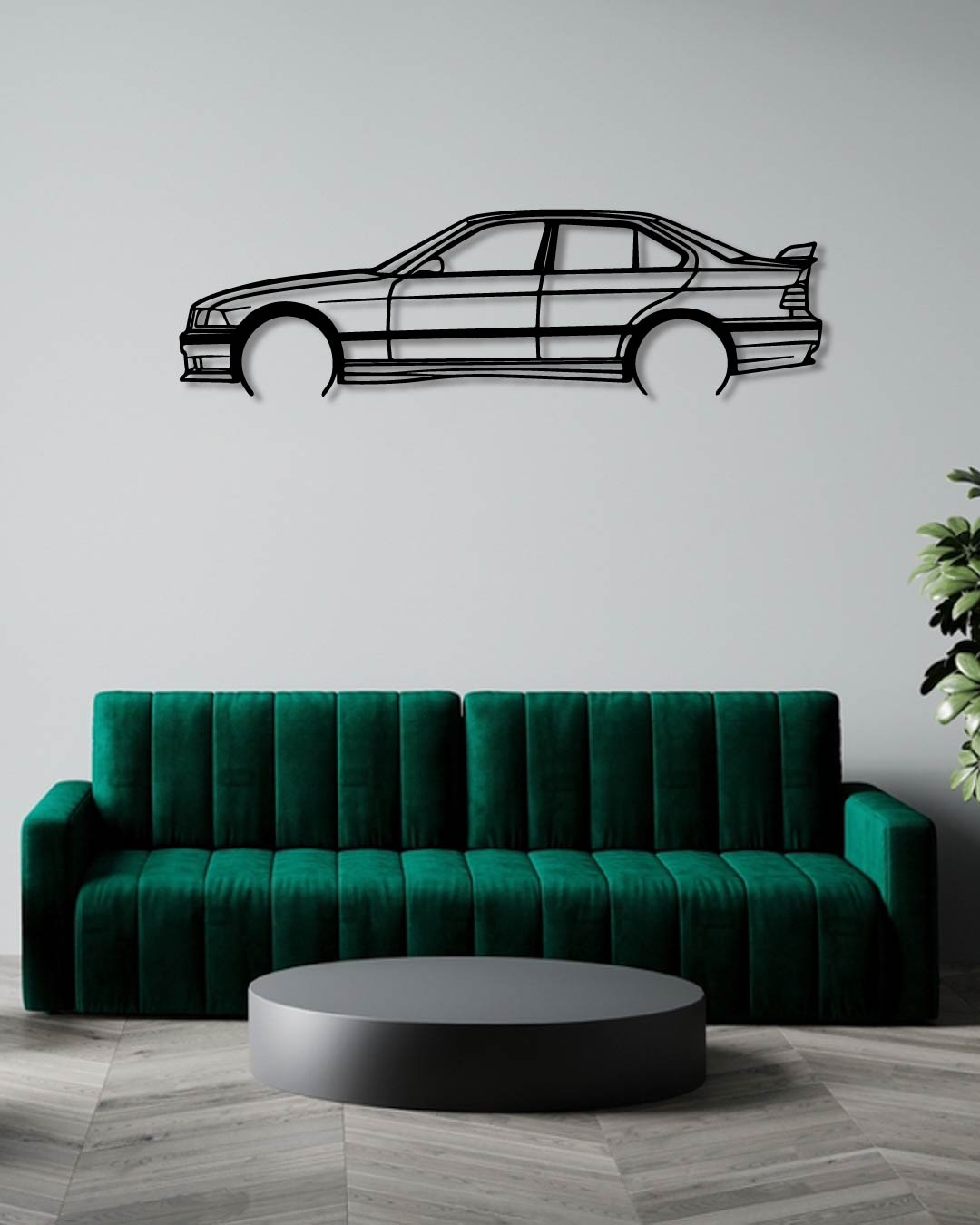 BMW E36 M3 SEDAN Metal wall art frame