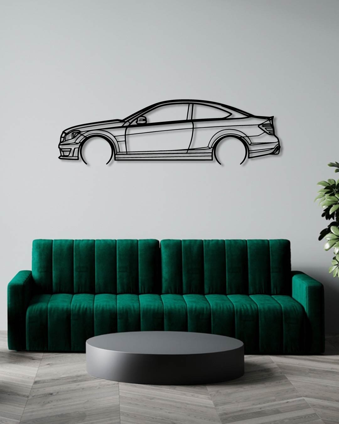 MERCEDES W204 C63 Detailed metal wall art frame