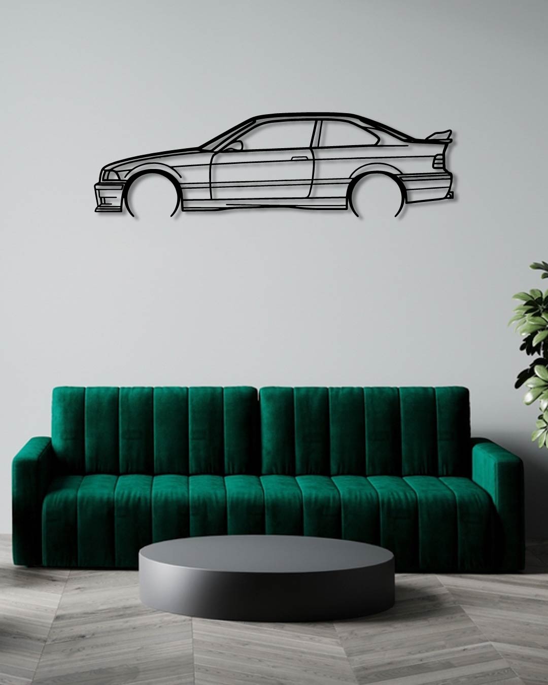 BMW E36 M3 DETAILED metal wall art frame