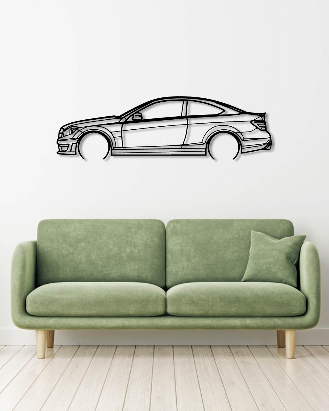 MERCEDES W204 C63 Detailed metal wall art frame