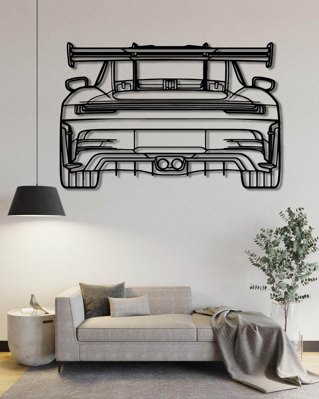 Porsche 911 GT3 RS Model 992 Back Perspetive Metal Wall Art