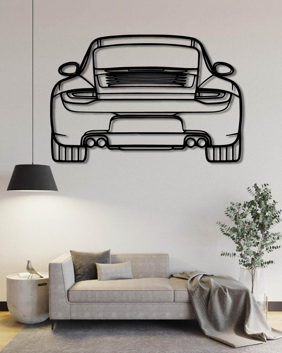 Porsche 911 Model 997 Back Perspetive Metal Wall Art