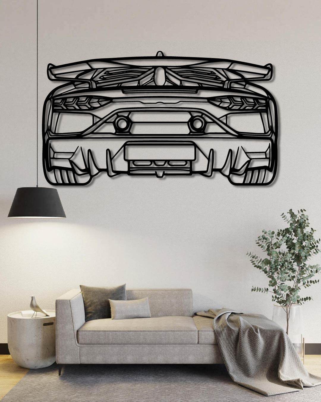 Lamborghini Aventador SVJ 2021 Back Perspetive Metal Wall Art