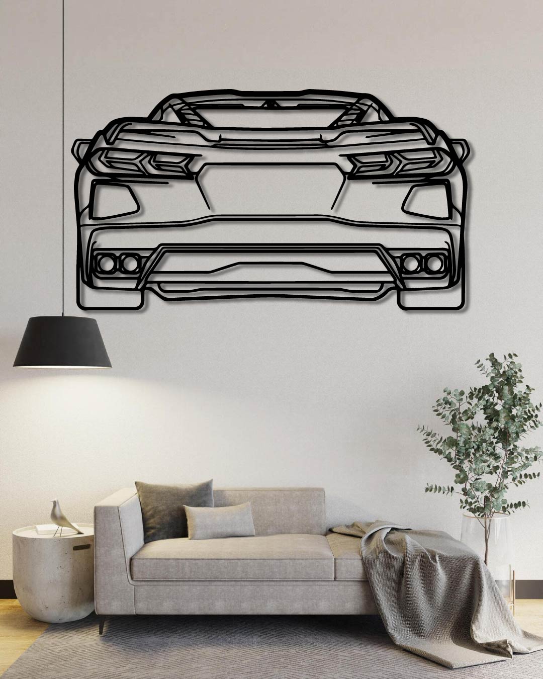 Corvette C8 Back Perspetive Metal Wall Art