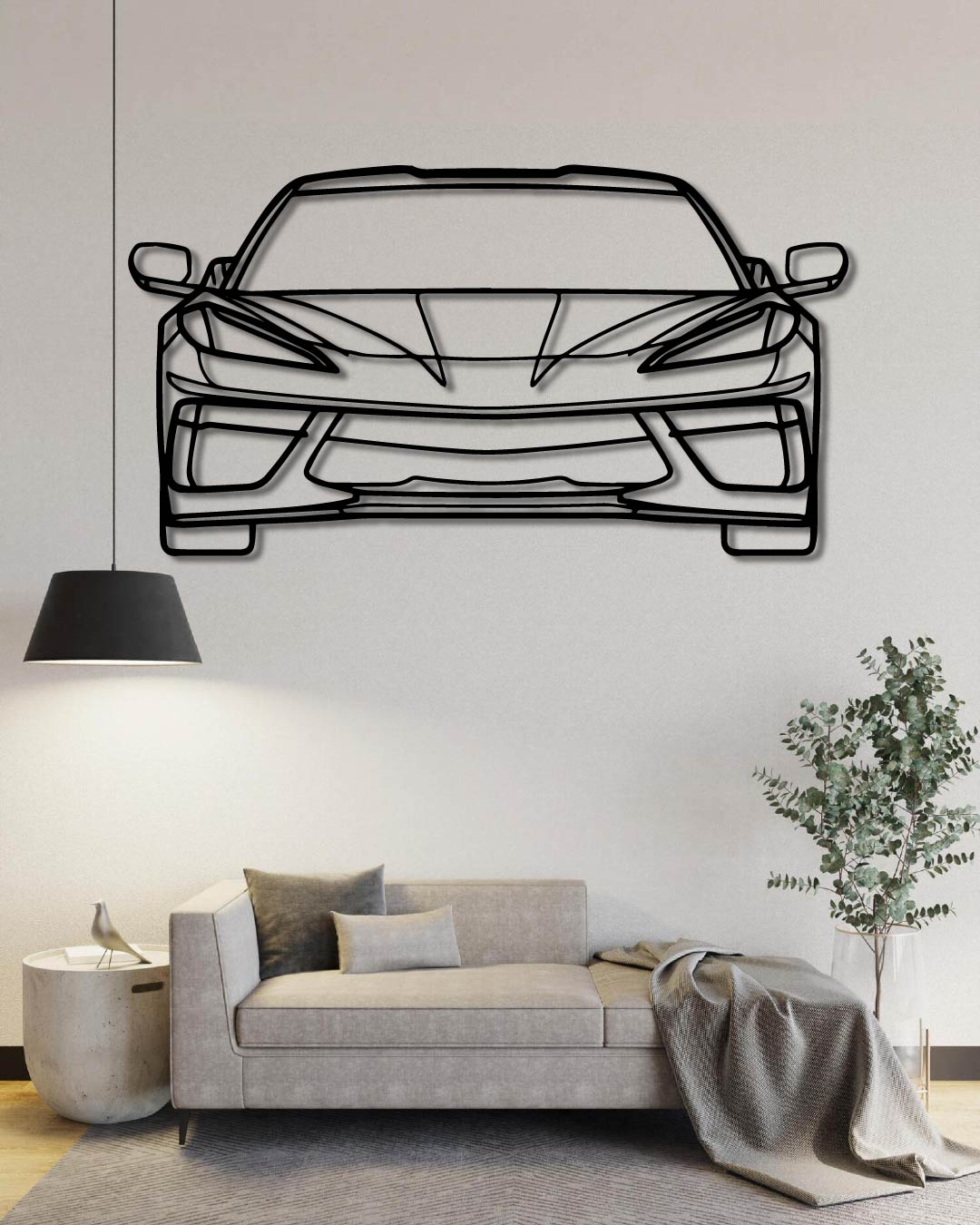 Corvette C8 Front Perspetive Metal Wall Art