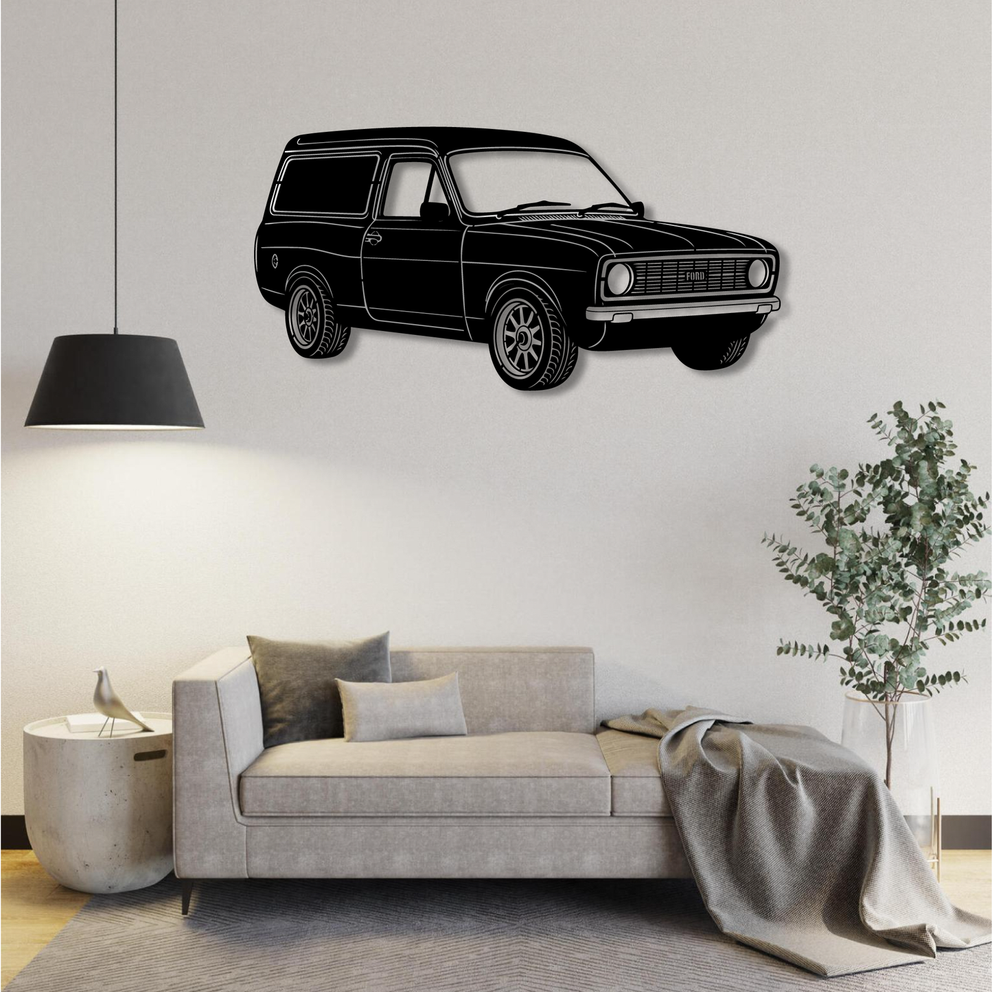 CLASSIC FORD PANEL VAN PERSPECTIVE METAL WALL ART