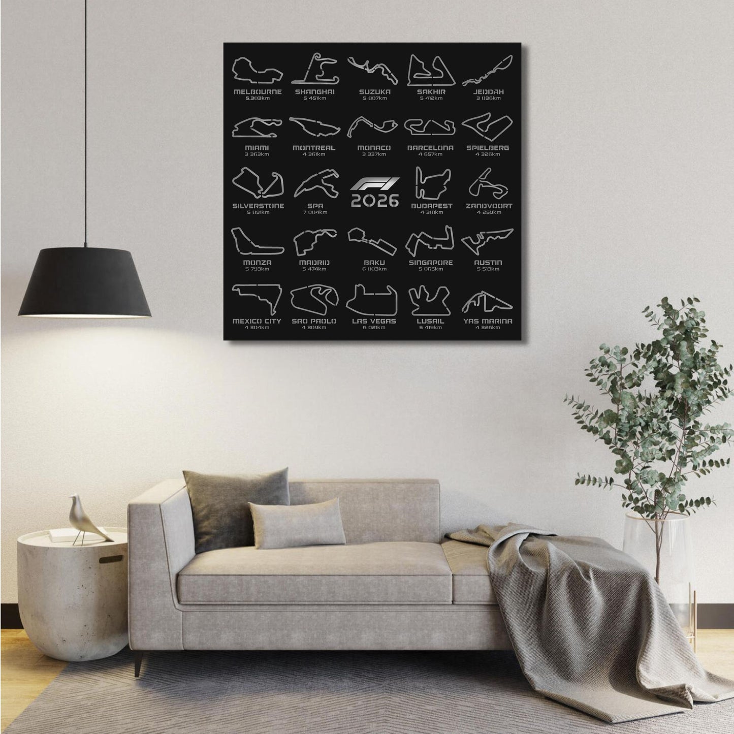 F1 2026 OFFICIAL TRACKS FRAME METAL WALL ART