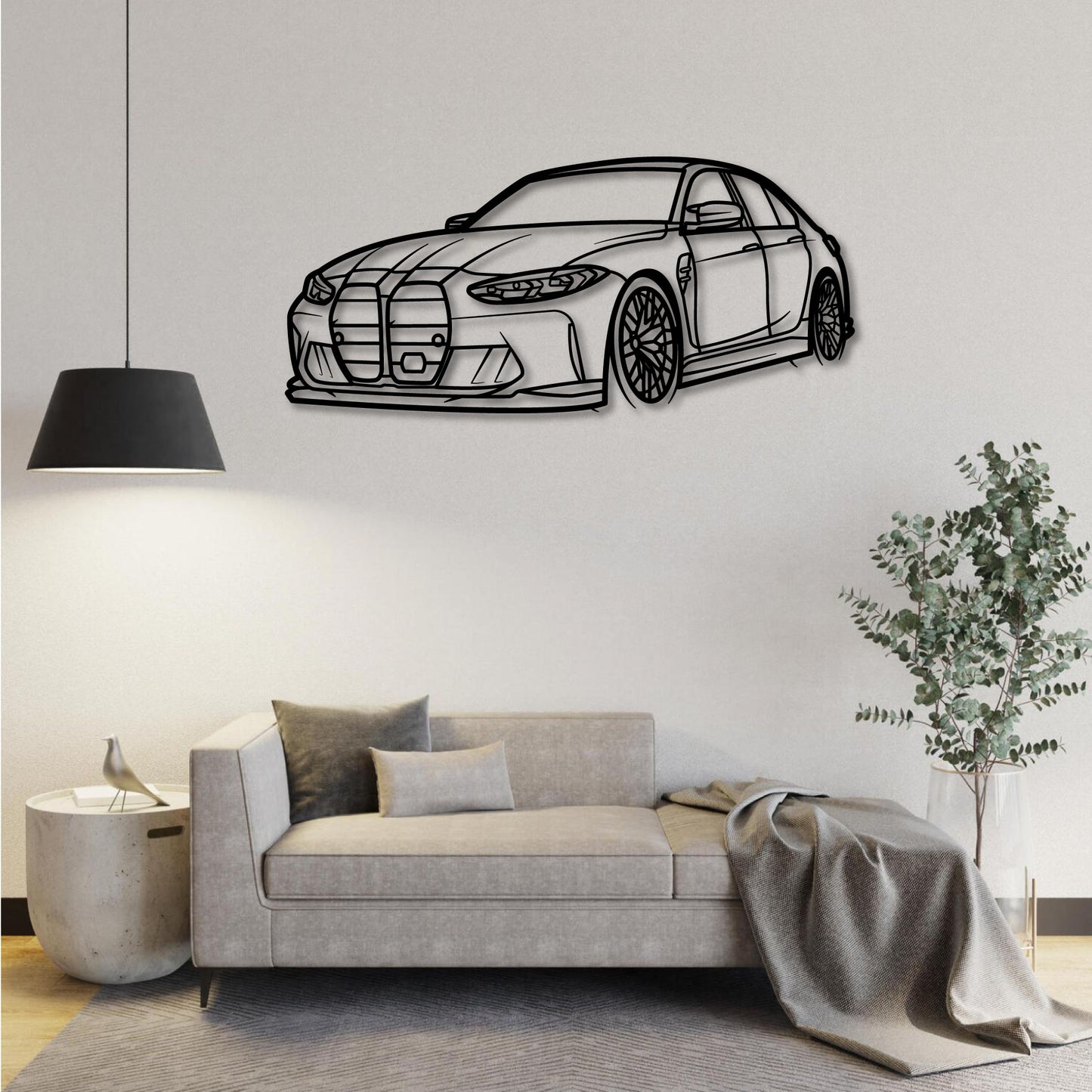 BMW G80 MOD FRONT THREE QUARTER PERSPECTIVE METAL WALL ART