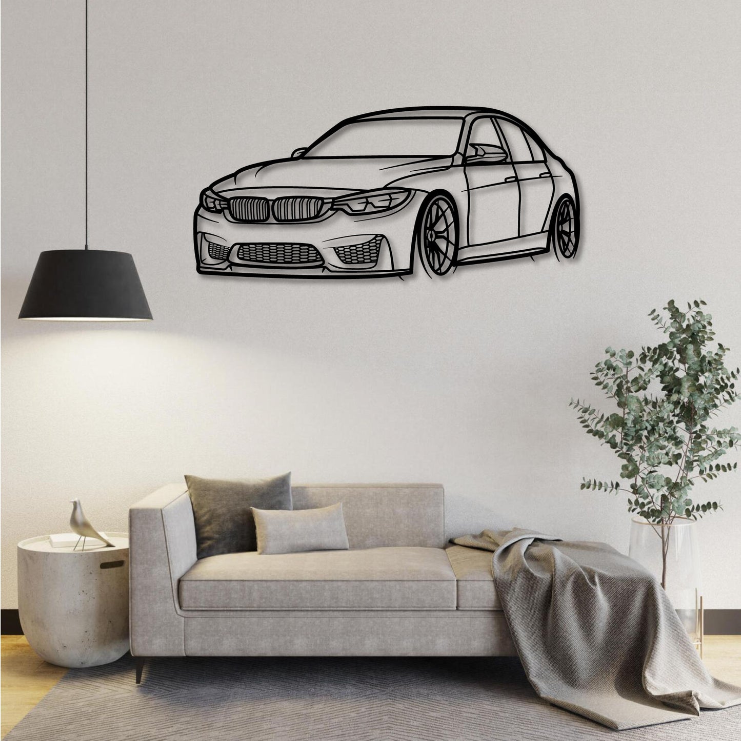 BMW M3 F80 FRONT THREE QUARTER PERSPECTIVE METAL WALL ART