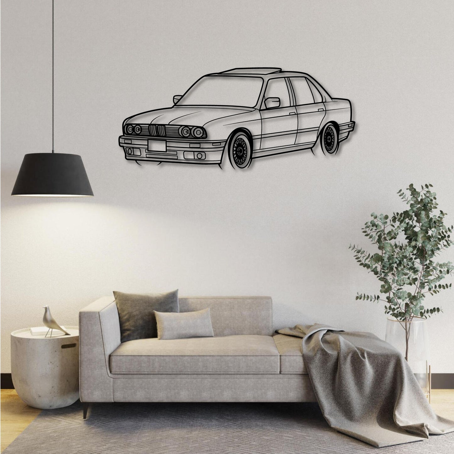 BMW M3 E30 FRONT THREE QUARTER PERSPECTIVE METAL WALL ART