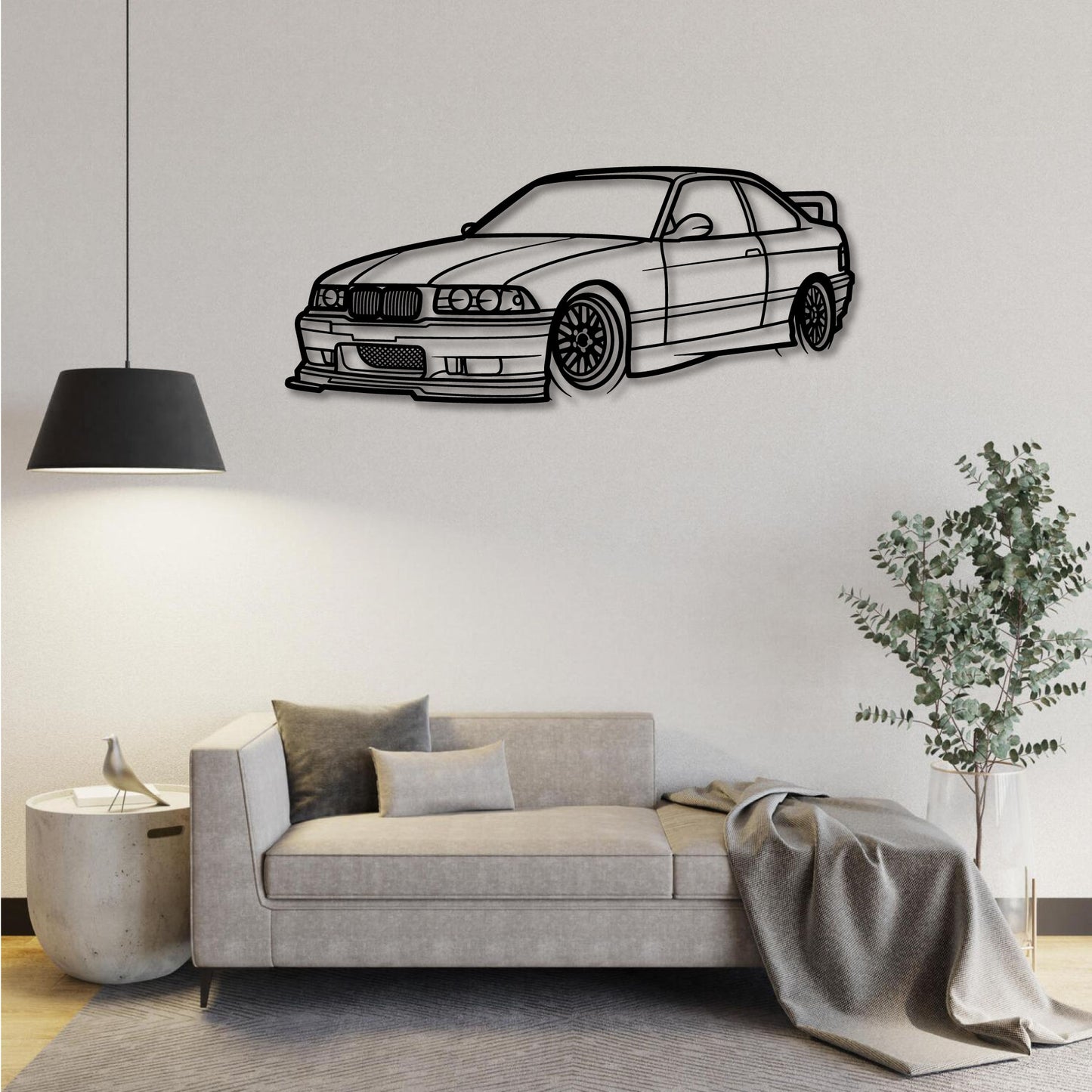 BMW M3 E36 FRONT THREE QUARTER PERSPECTIVE METAL WALL ART