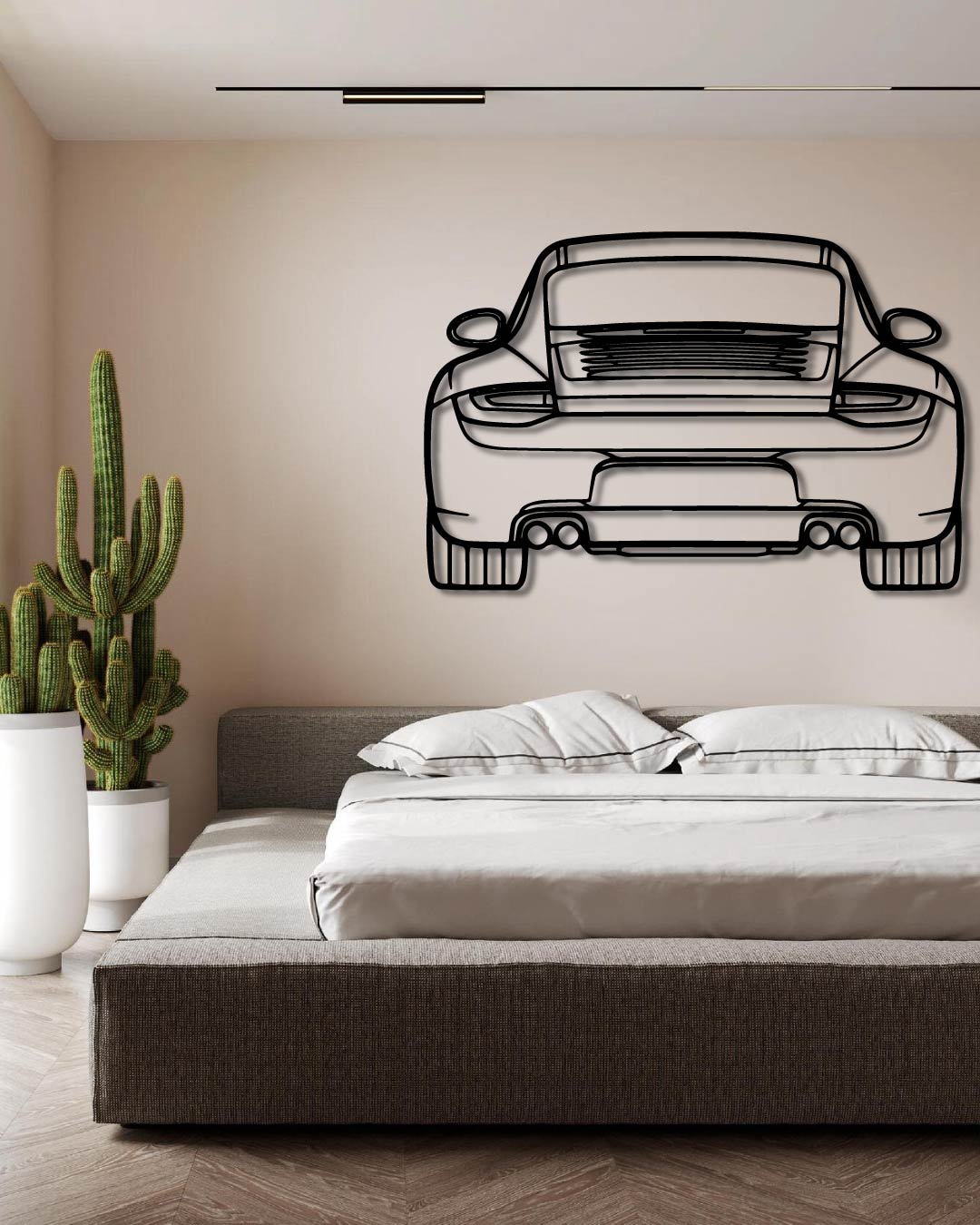 Porsche 911 Model 997 Back Perspetive Metal Wall Art