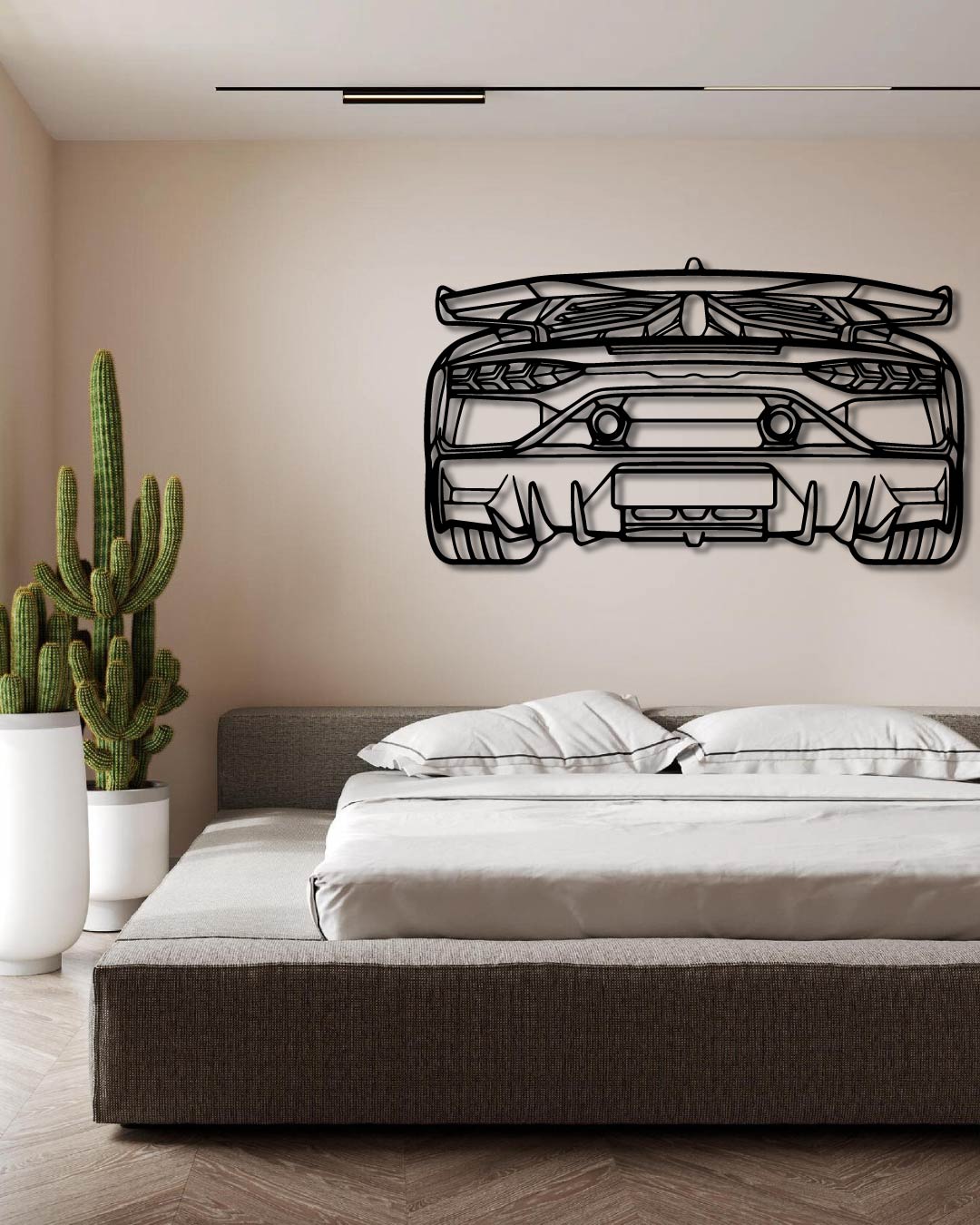 Lamborghini Aventador SVJ 2021 Back Perspetive Metal Wall Art