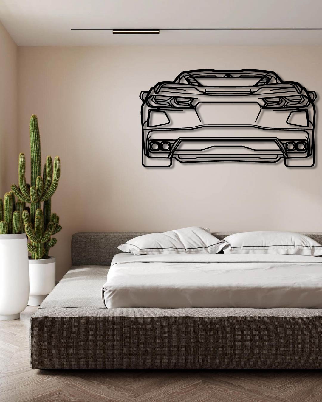 Corvette C8 Back Perspetive Metal Wall Art