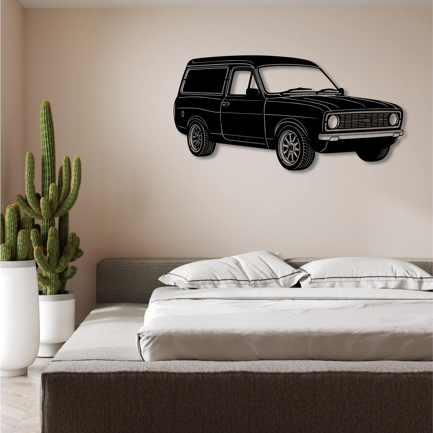 CLASSIC FORD PANEL VAN PERSPECTIVE METAL WALL ART