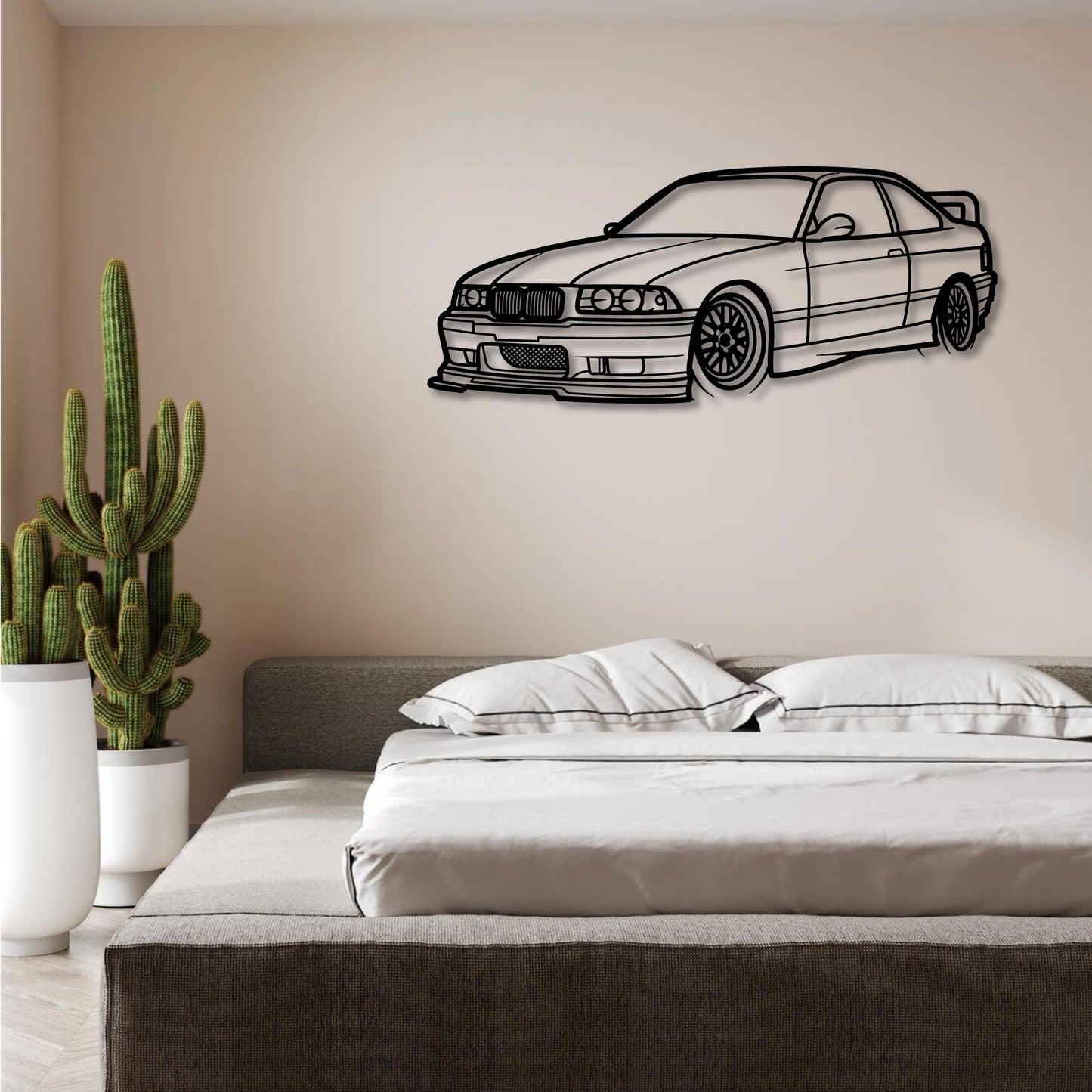 BMW M3 E36 FRONT THREE QUARTER PERSPECTIVE METAL WALL ART