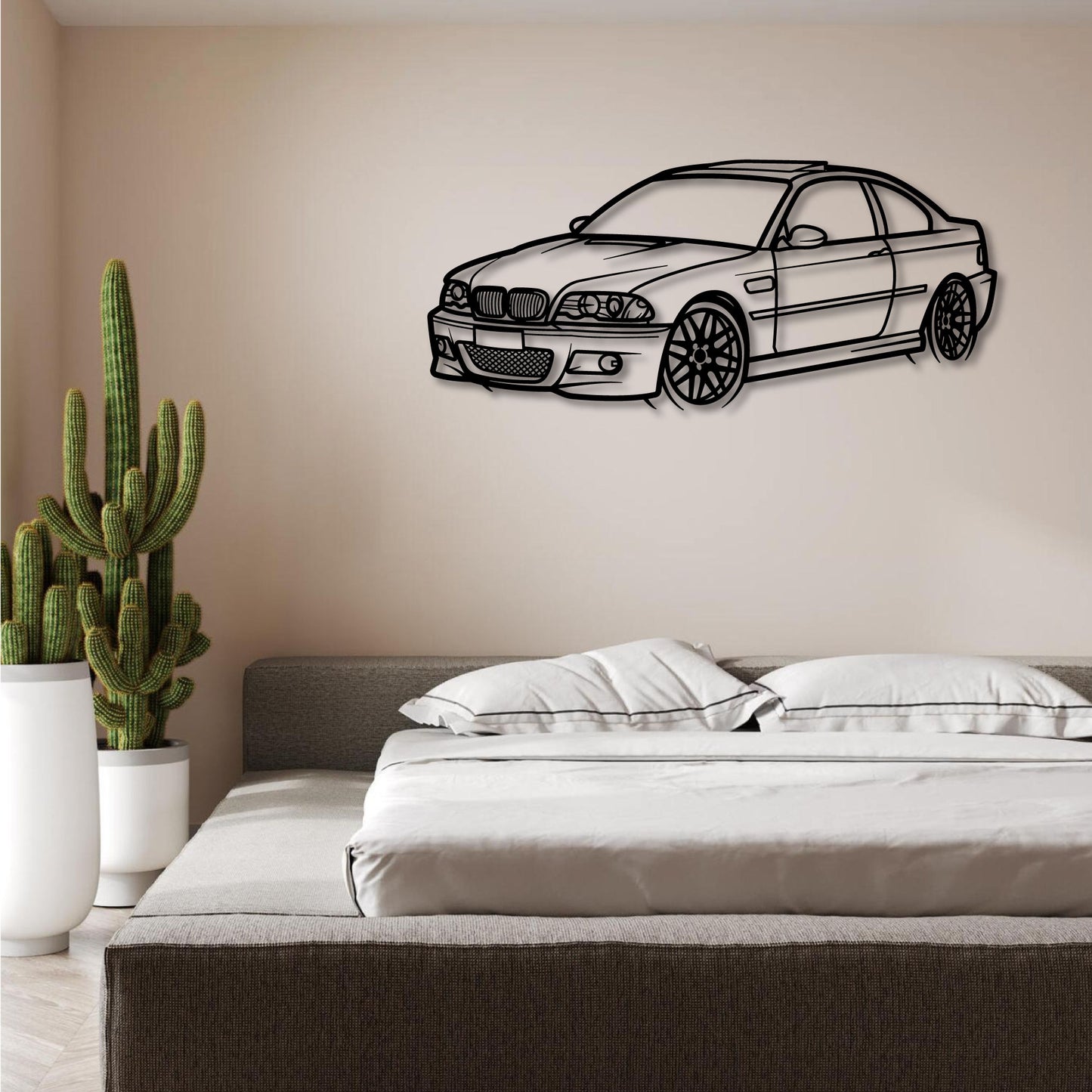 BMW M3 E46 FRONT THREE QUARTER PERSPECTIVE METAL WALL ART