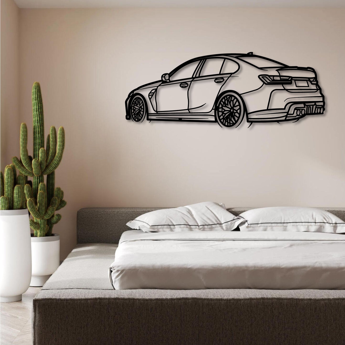 BMW M3 G80 BACK THREE QUARTER PERSPECTIVE METAL WALL ART