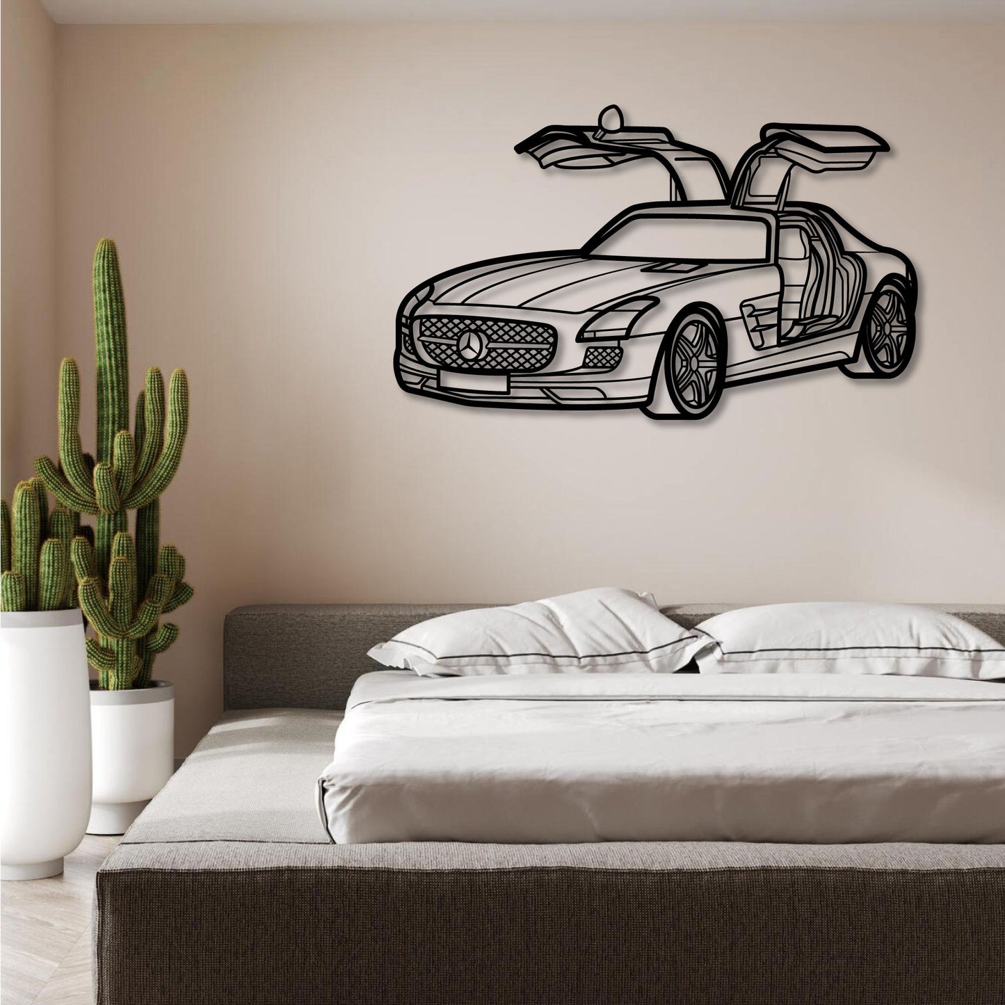 MERCEDES BENZ SLS AMG OPEN DOORS PERSPECTIVE METAL WALL ART