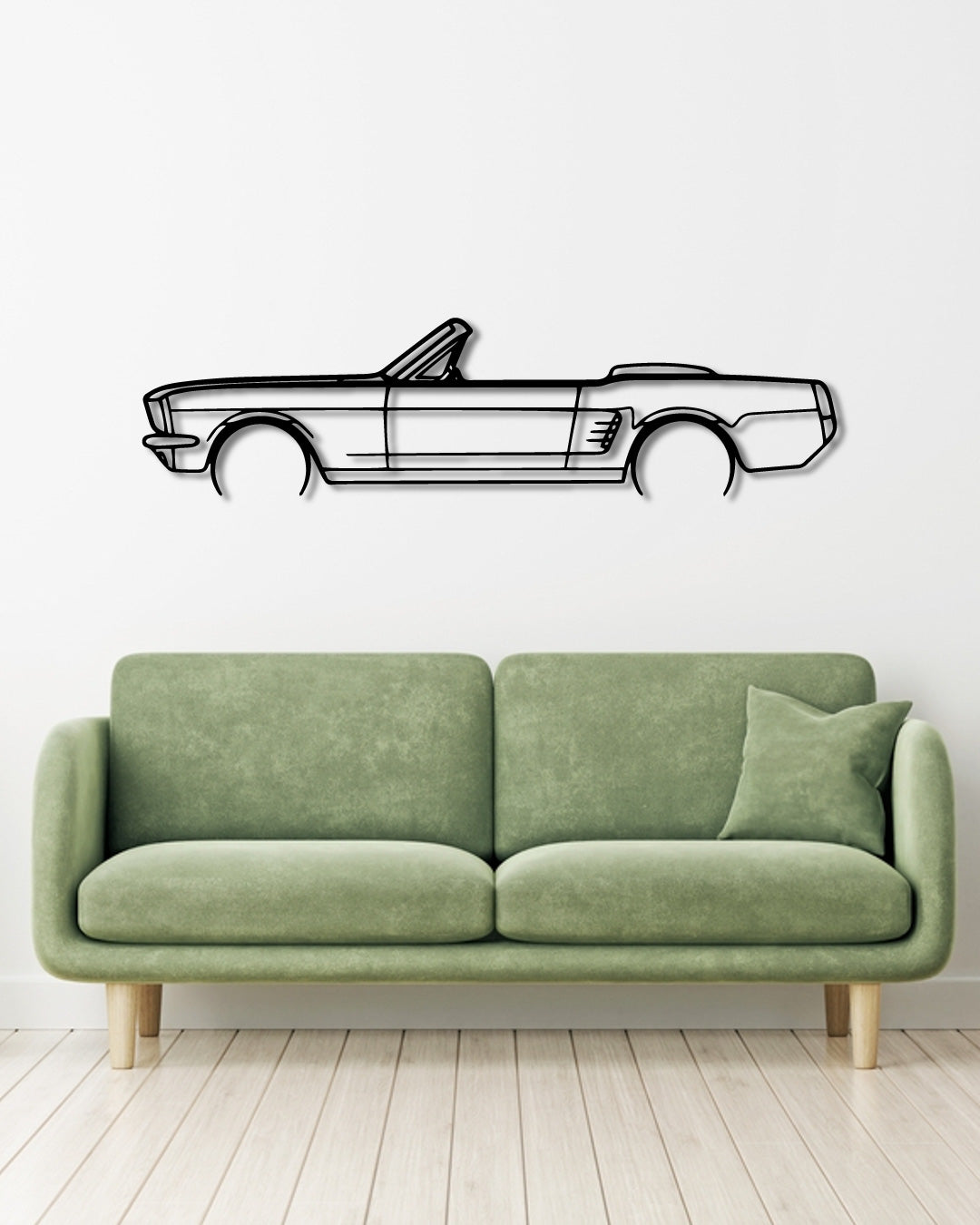 FORD MUSTANG 1966 CONVERTIBLE Detailed metal wall art frame