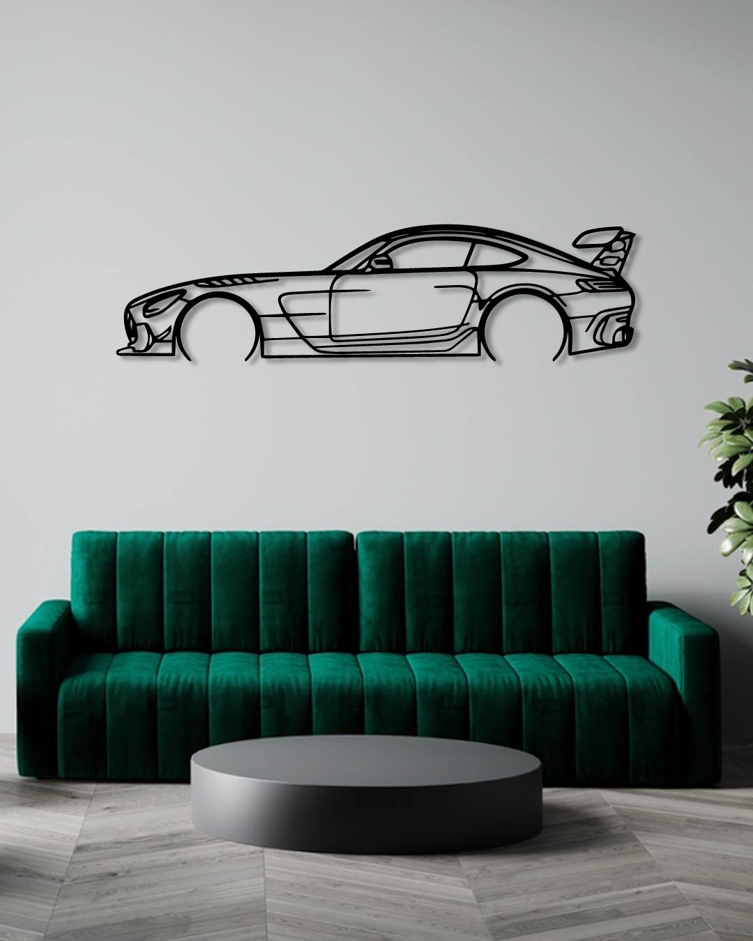 MERCEDES AMG GT BLK SERIES Detailed metal wall art frame