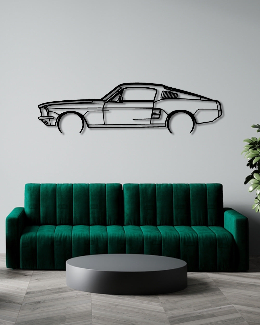 FORD MUSTANG GT FASBACK 390S Detailed metal wall art frame